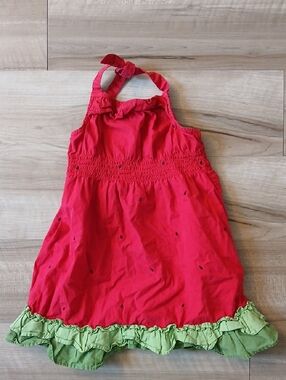 Gymboree Watermelon Picnic Halter Dress Size 4 FLAW (K)